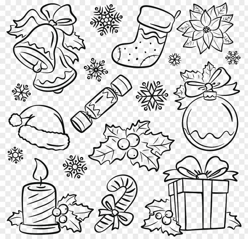 Christmas Drawing Pattern Santa Claus Cracker Illustration PNG