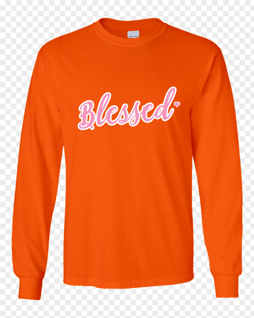 Orange T Shirt Long-sleeved T-shirt Hoodie Neckline PNG