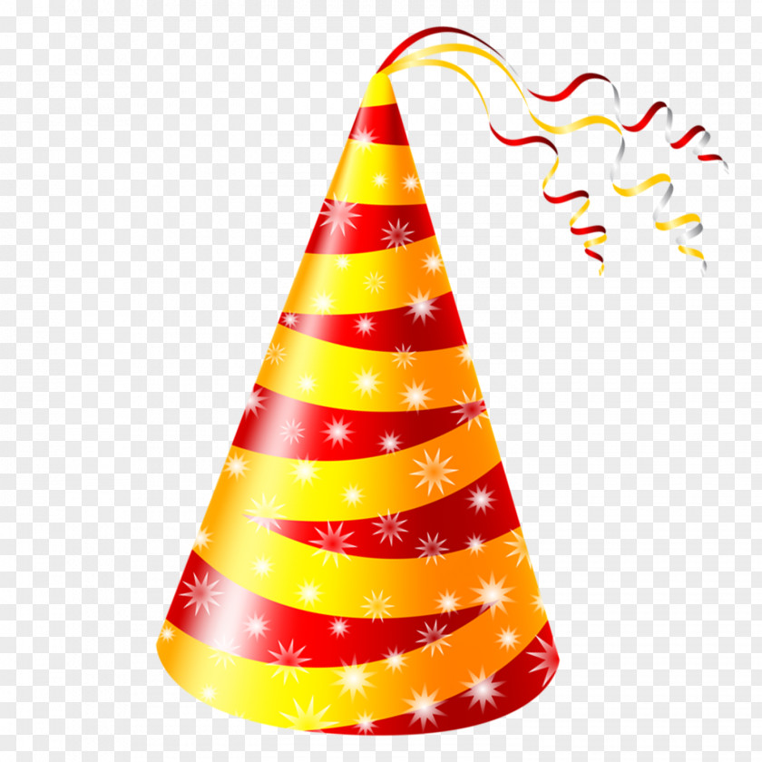 Red And Yellow Birthday Hat Cake Party Clip Art PNG