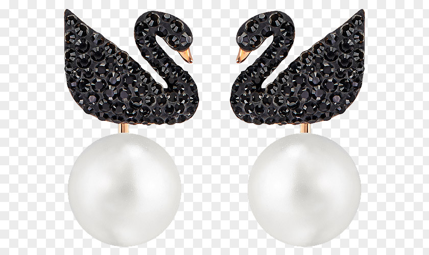 Swarovski Jewelry Earrings Black Swan Earring Cygnini AG Jewellery Gold Plating PNG