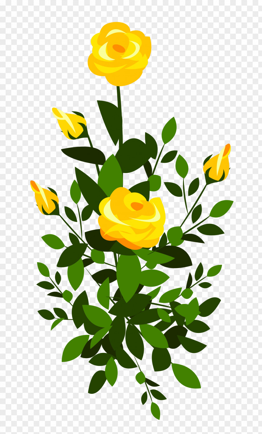 Yellow Rose Bush Clipart Image Shrub Clip Art PNG