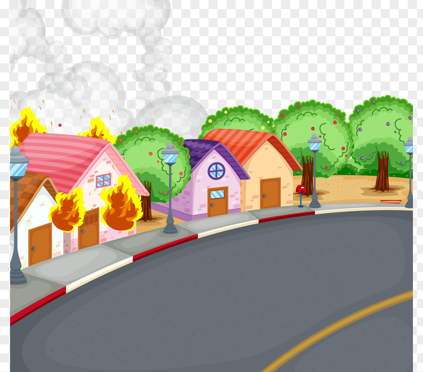 Burning House Cartoon Royalty-free Illustration PNG