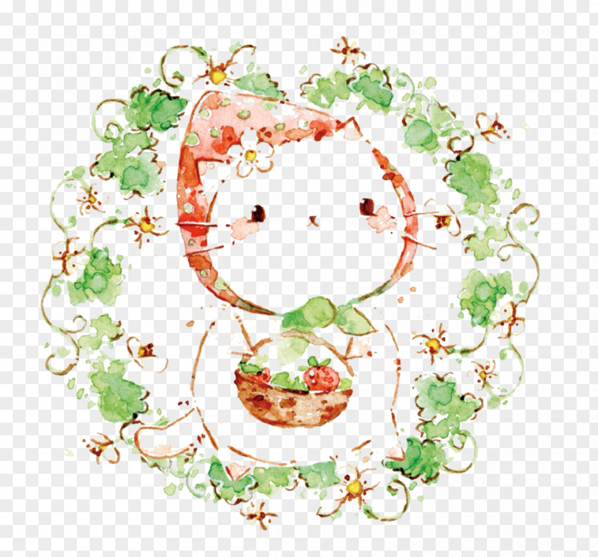 Meng Da Little Strawberry Cat Picture Material Kitten Drawing Illustration PNG