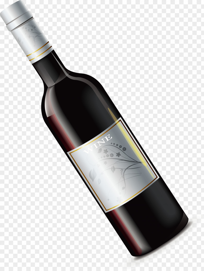 Black Delicious Wine Bottle Red Liqueur Alcoholic Beverage PNG