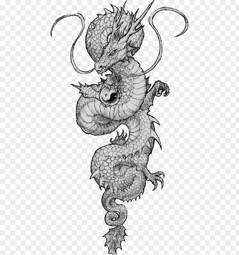 Dragon Chinese Tattoo Japanese Drawing PNG