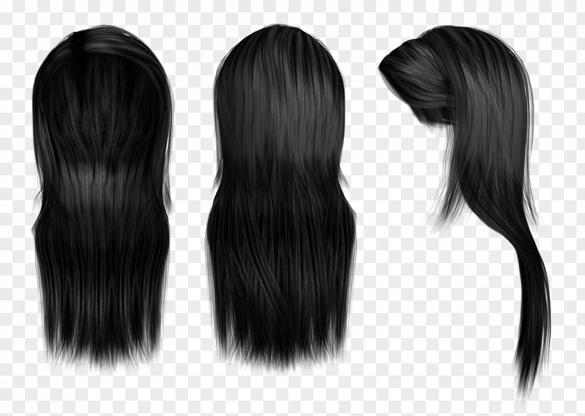 Hairdressing Hairstyle Black Hair Long Wig PNG