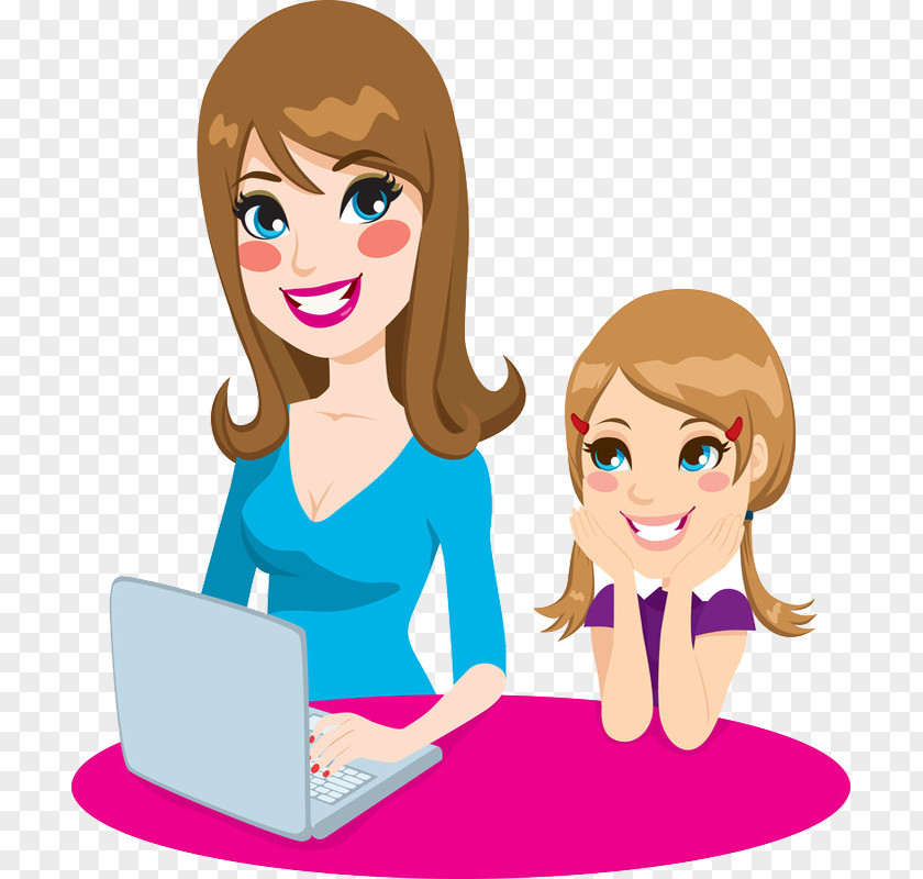 Mother And Daughter Painted Clip Art PNG