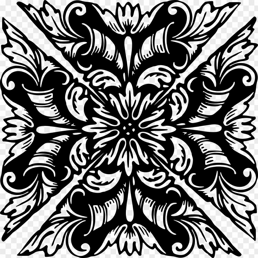 Design Floral Monochrome Drawing PNG