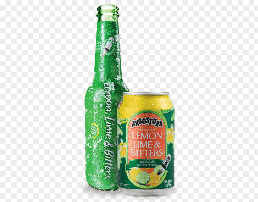 Lemon Lime Beer Bottle Angostura Bitters Glass PNG