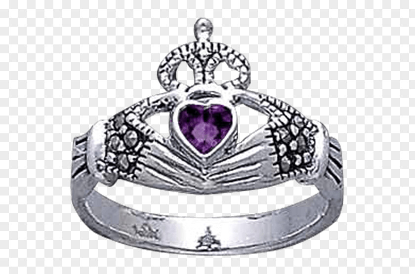 Claddagh Ring Amethyst Jewellery Marcasite PNG