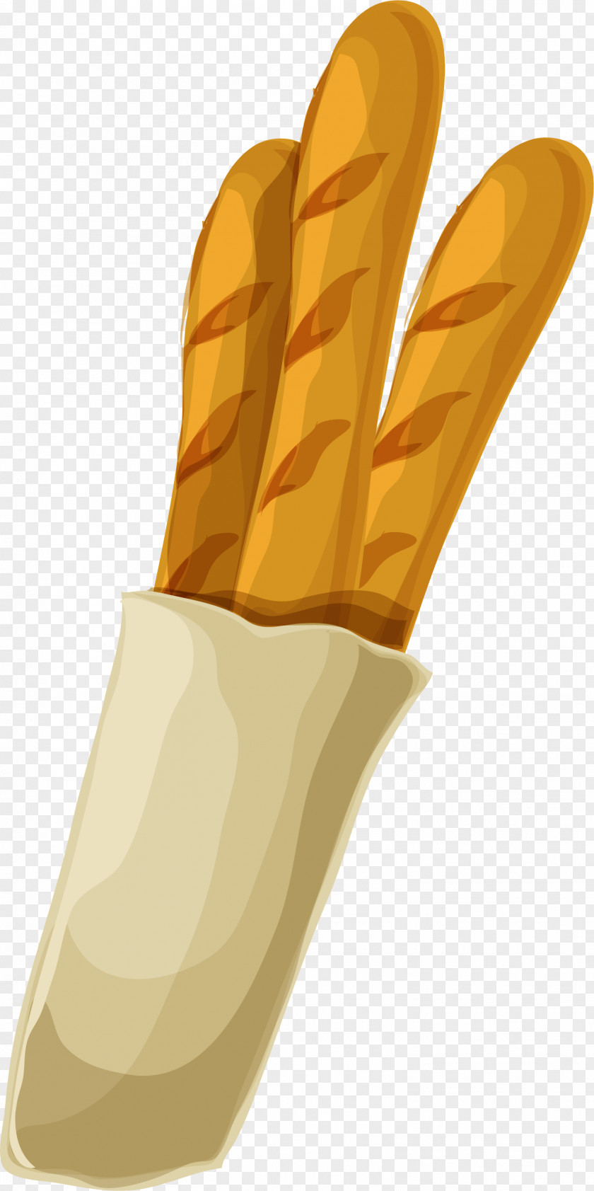 Hand Painted Yellow Bread Baguette Loaf PNG