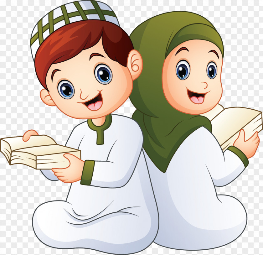 Ramadan Family Cartoon Quran Child Vector Graphics Muslim Stock Illustration PNG