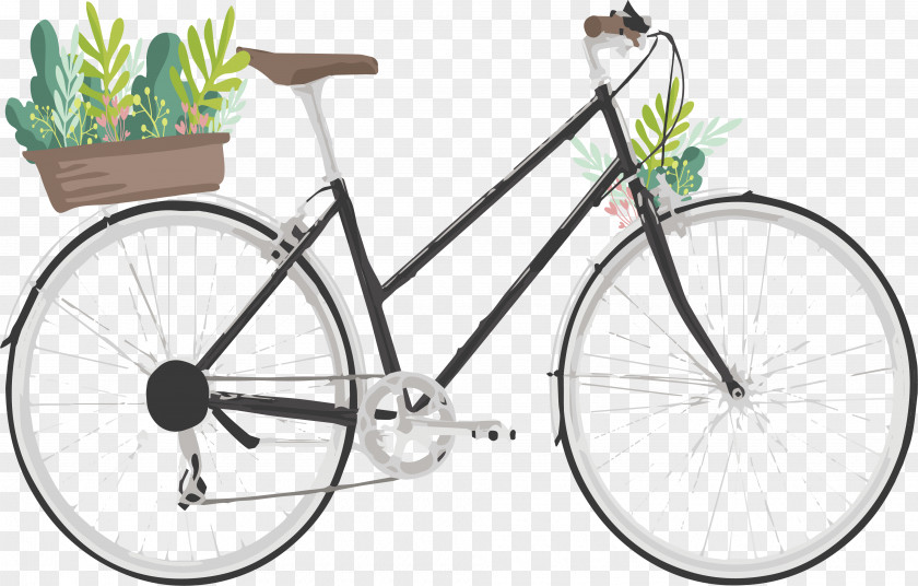 A Bicycle With Potted Plant Electric Esprit Holdings Cycling Commuting PNG
