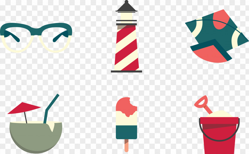 Vector Illustration Beach Utensils Euclidean PNG