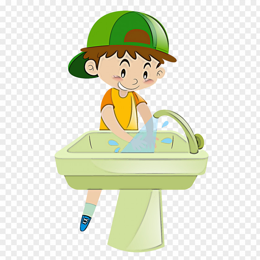 Cartoon Green Child Cleanliness PNG