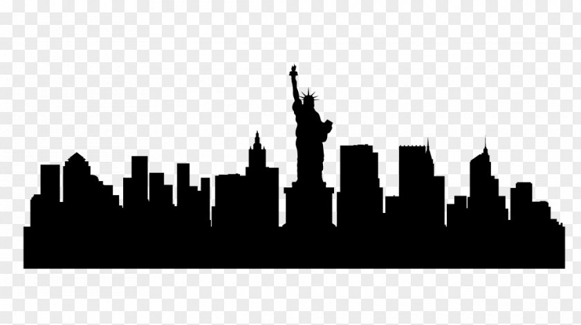 Silhouette New York City Skyline Drawing PNG