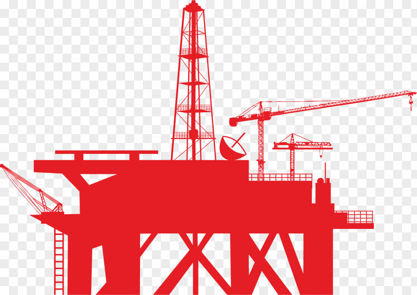 Red Oil Recovery Platform Drilling Rig Derrick Clip Art PNG