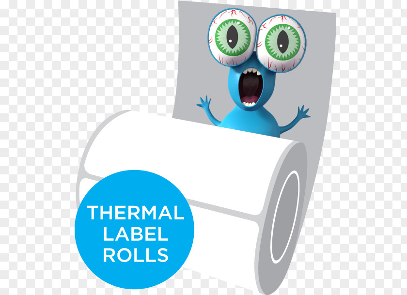 Blue Monster Can Label Barcode Printer Product Thermal Printing PNG