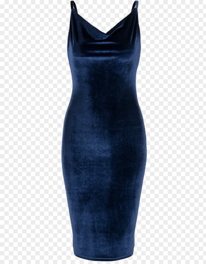 Cocktail Cobalt Blue Velvet Dress PNG