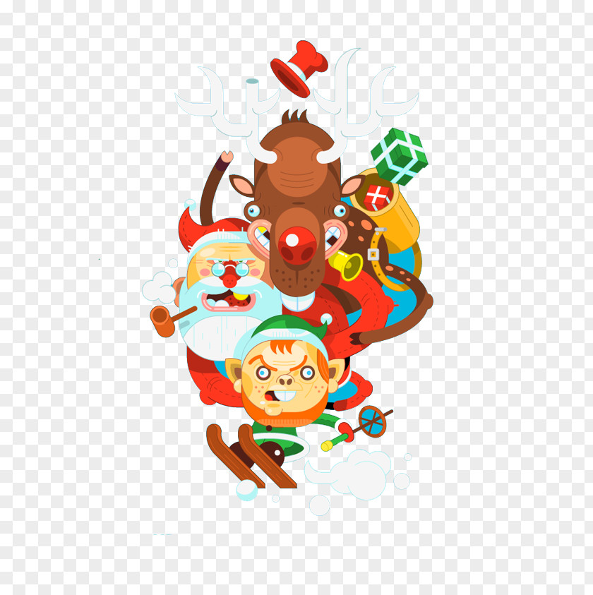 Flat Cartoon Santa Claus Christmas Ornament Illustration PNG