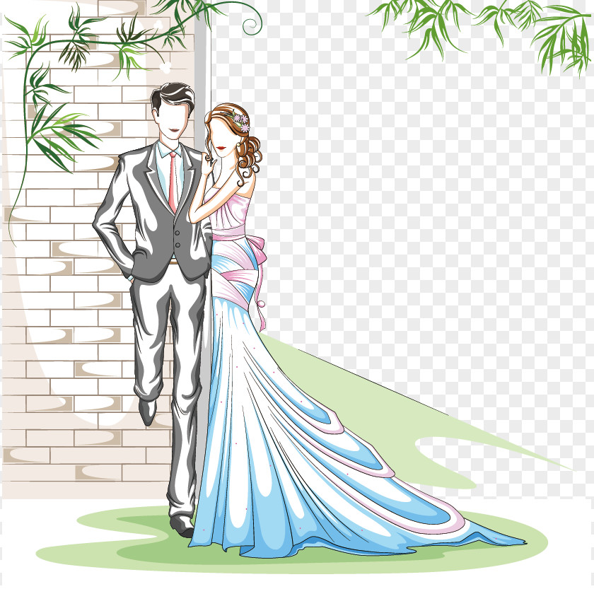 Cartoon Couple Wedding Photography Illustration PNG