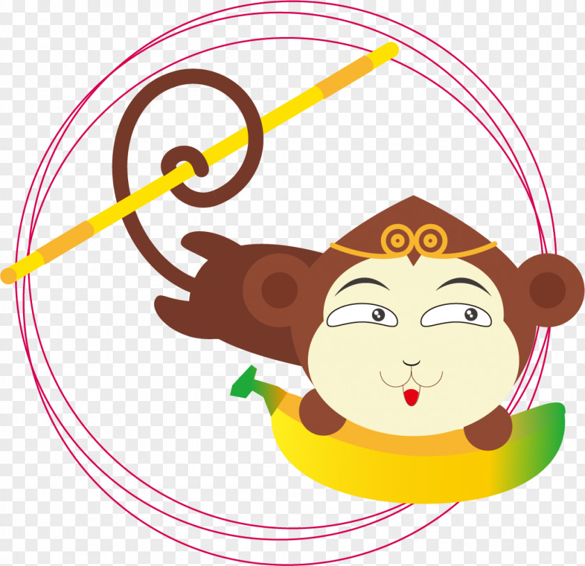 Vector Hand-drawn Cartoon Monkey Sun Wukong Ape Drawing PNG