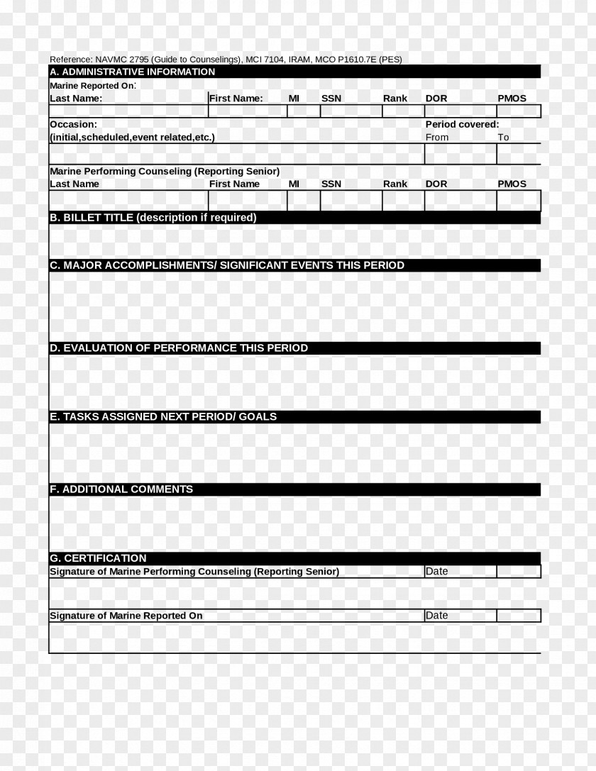 Blank Sheet United States Marine Corps Lance Corporal Template Microsoft Word Counseling Psychology PNG