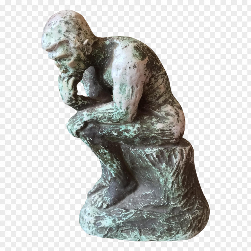 Thinking Man Statue Classical Sculpture Figurine Bronze PNG