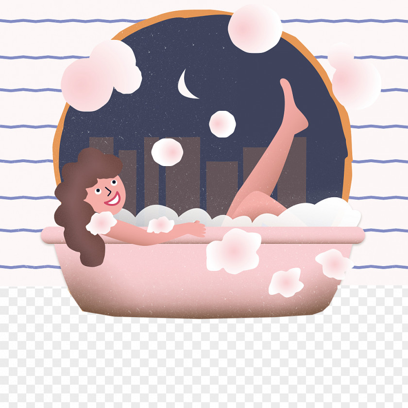 Illustration Of Bath Relax Cartoon Drawing PNG