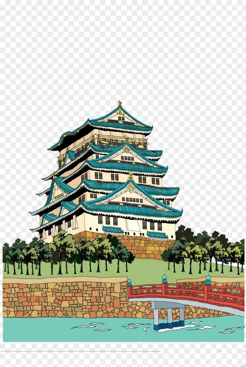 Cartoon Japan Odawara Castle Himeji Japanese Illustration PNG