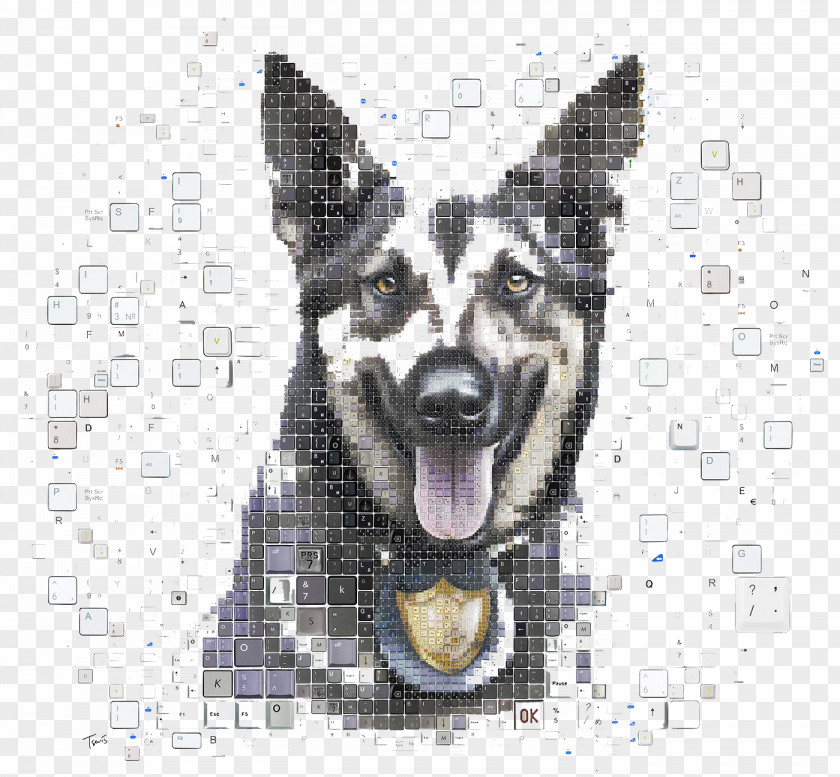 Creative Dog Keyboard Pattern Mosaic Digital Art Graphic Design Illustration PNG