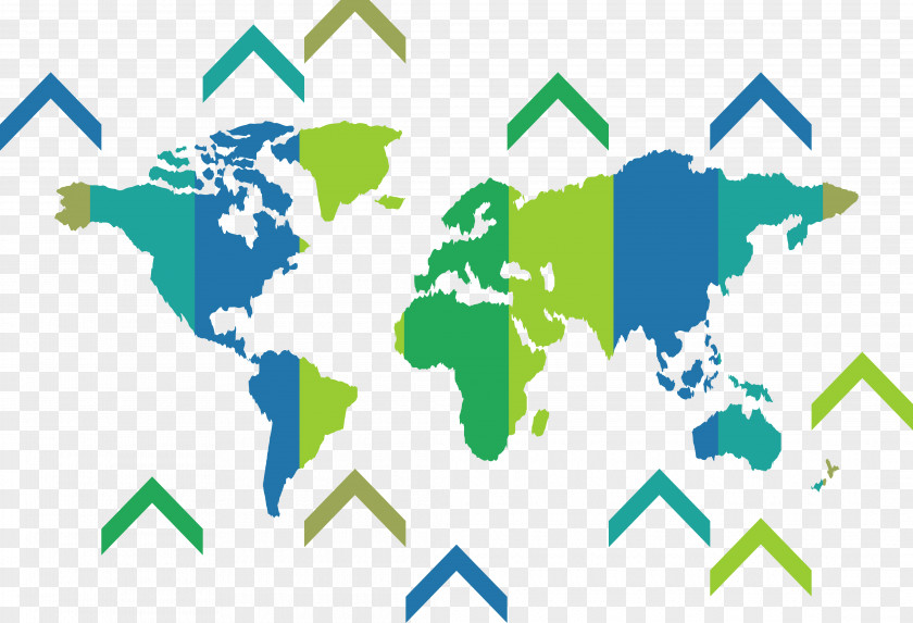 Color Block World Map Globe Wall Decal PNG