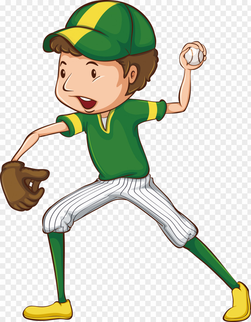 Green Junior Baseball Tournament Player Drawing Clip Art PNG