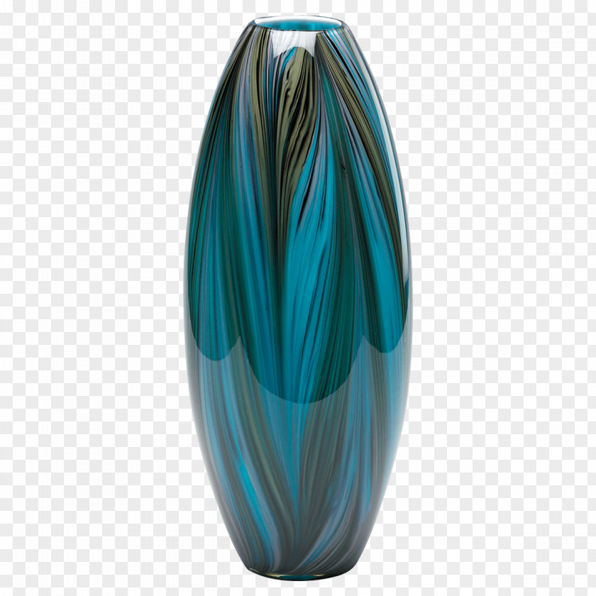 Vase Peacock Glass Cyan PNG