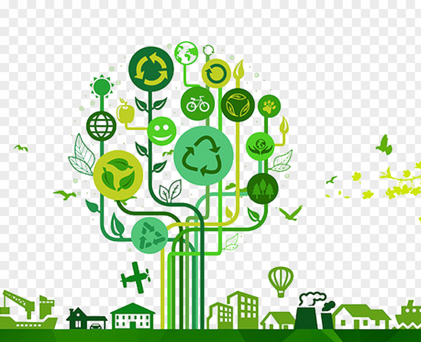 Creative Green Background Environmentally Friendly Tree Recycling Symbol Ecology PNG