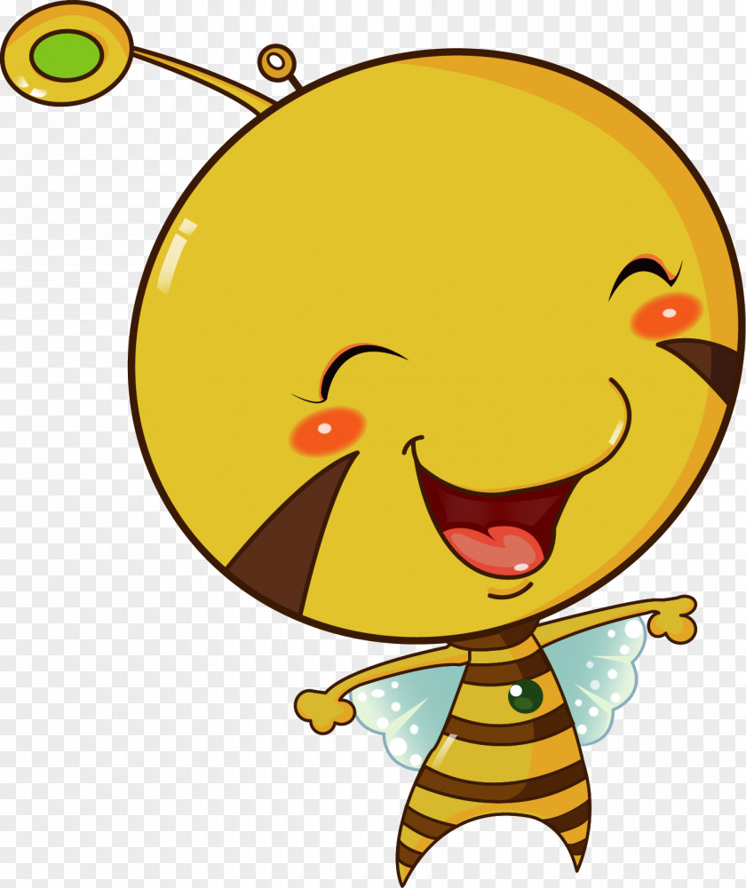 Vector Painted Cute Little Bee Drawing Animation PNG