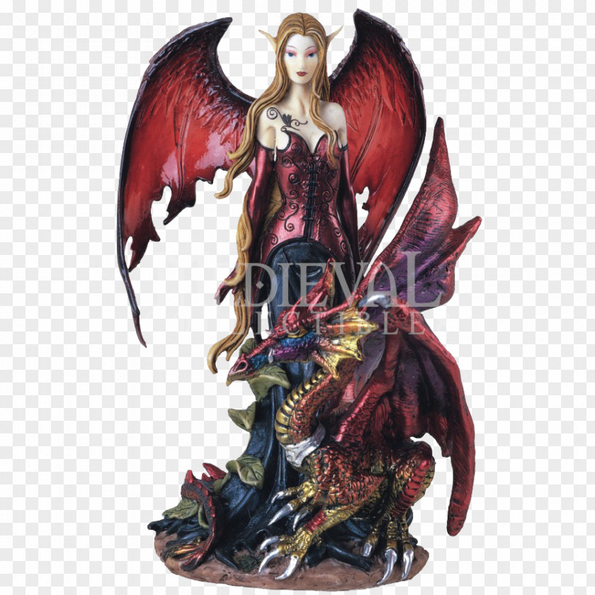 Fairy Riding Fantasy Figurine Dragon PNG