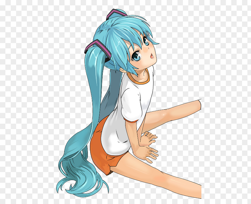 Miku. Black Hair Mammal Headgear Long PNG