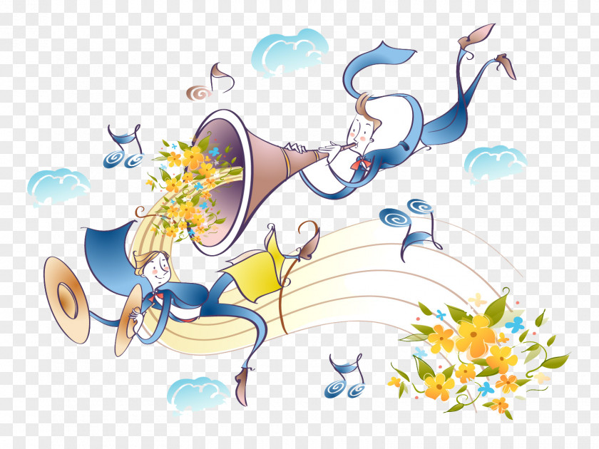 Trumpet Musical Instrument Cartoon Wallpaper PNG