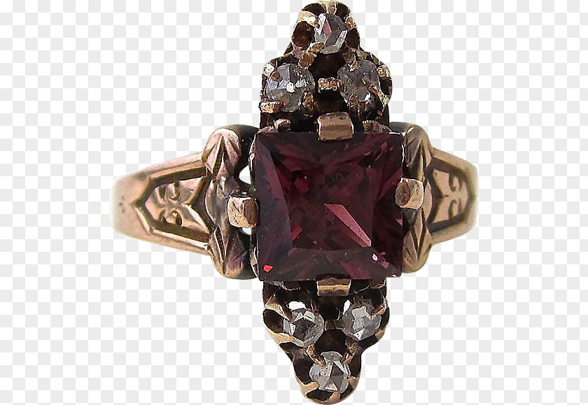 Diamond Rhodolite 1890s Cut Garnet Victorian Era PNG