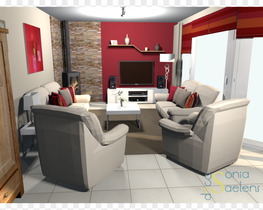 House Family Room Wall Furniture Red PNG