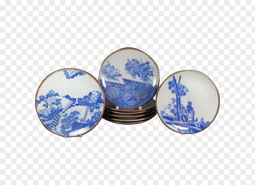 Plate Blue And White Pottery Cobalt Porcelain Tableware PNG