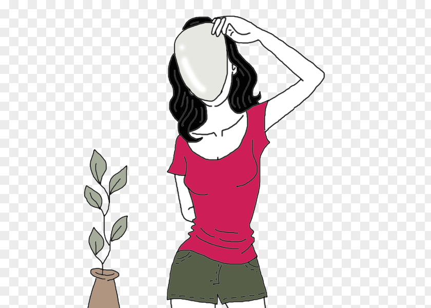 Black Hair Style Girl Cartoon PNG