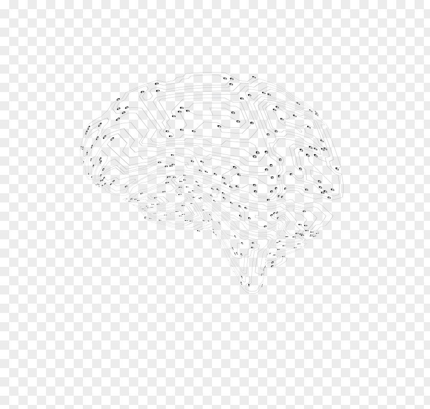 SCIENCE Brain Circuit Lines White Black Pattern PNG