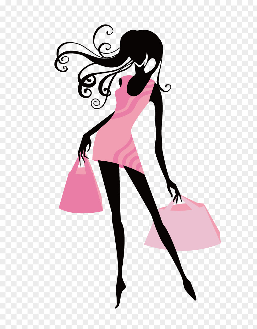 Fashion Girl PNG , Shopping Girl, woman holding two bags illustration clipart PNG