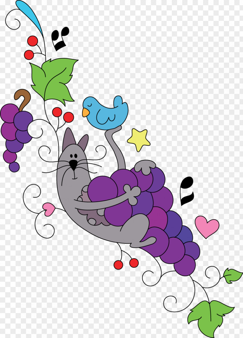 Grape Floral Design Clip Art PNG