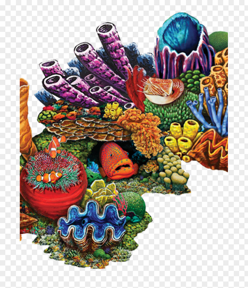 Cartoon Coral Reefs Reef Fish Mosaic PNG