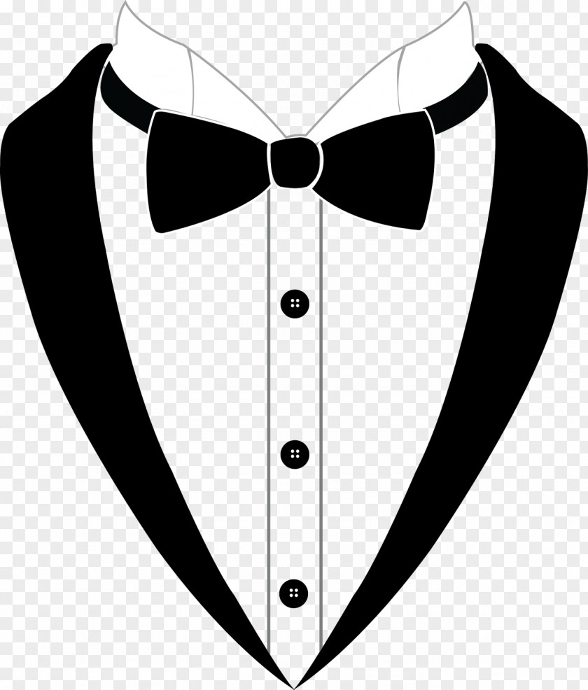 Tie Bow Tuxedo Suit Black PNG