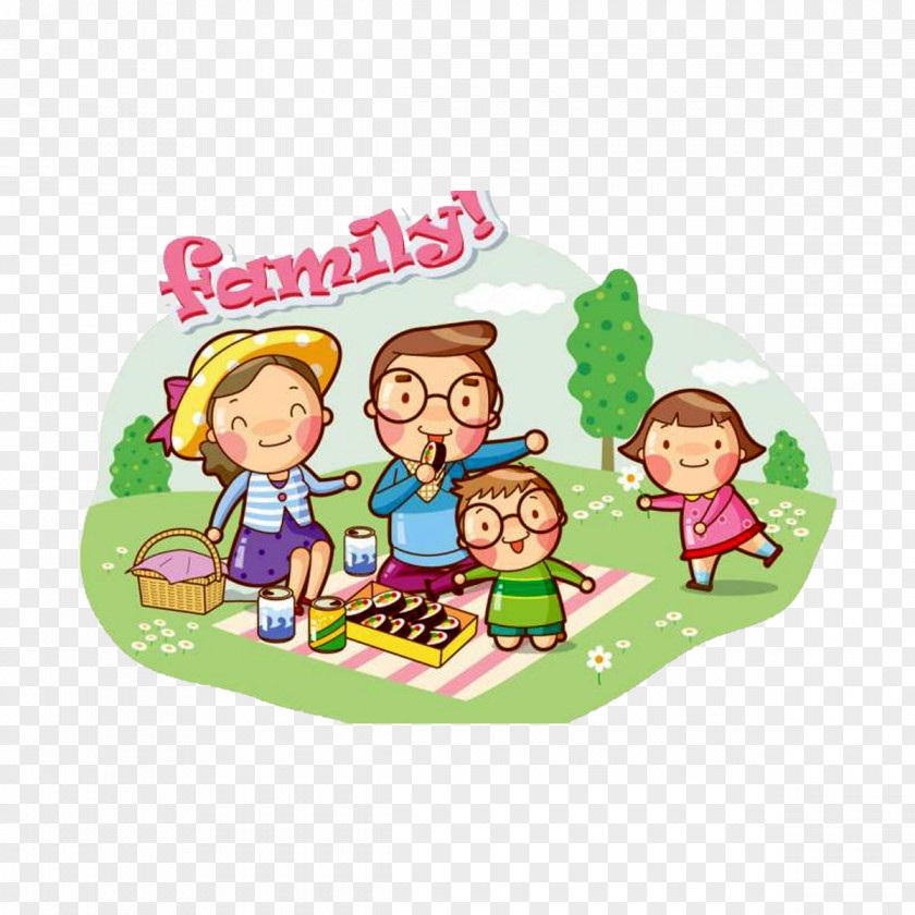 Warm Family Poster Illustration PNG
