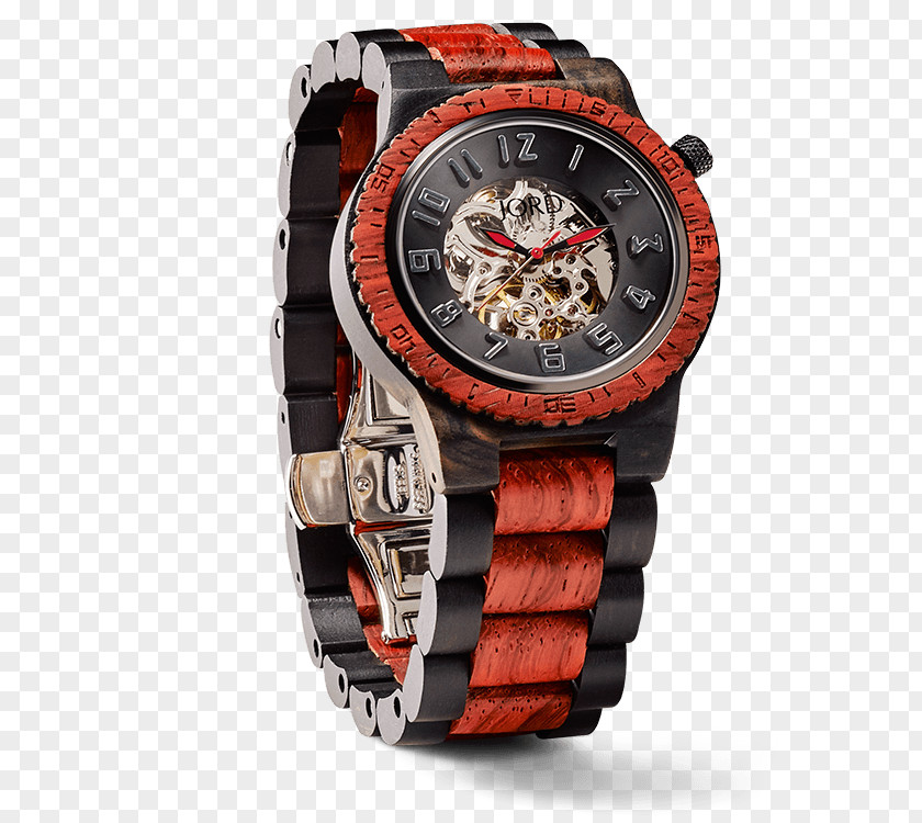 Wood Gear Automatic Watch Skeleton Jord PNG